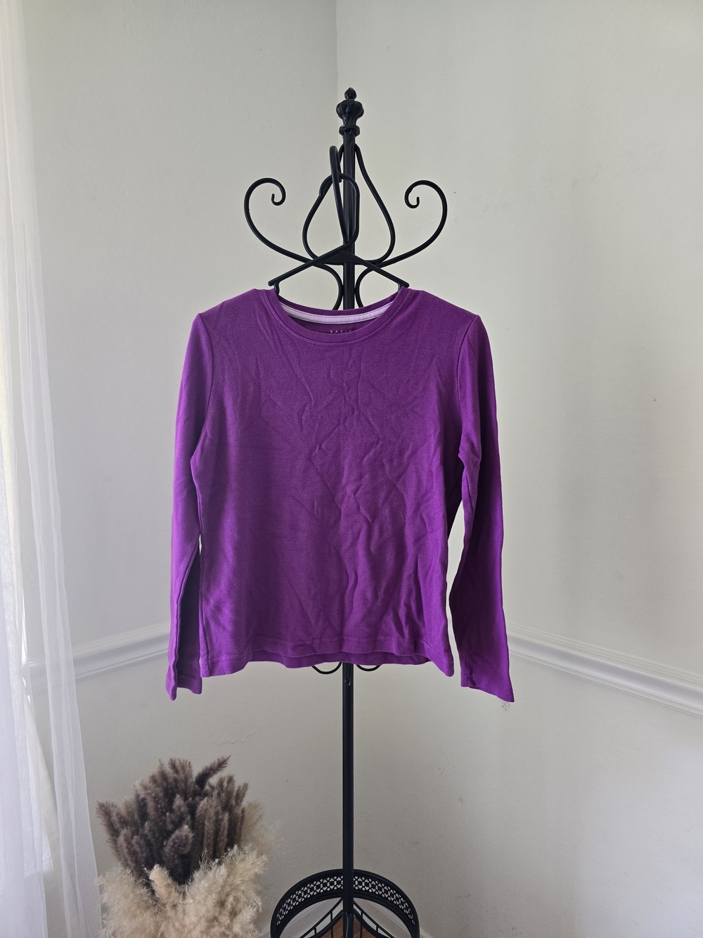 Basic Editions Vibrant Purple Long Sleeve Crew Tee